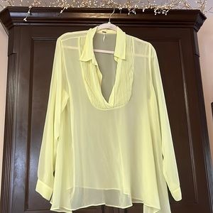 Free people Lime green Sheer blouse Size L